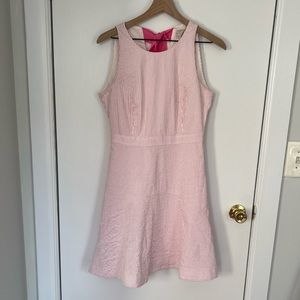 Vintage J Crew Cotton seersucker white and pink pin stripe midi dress